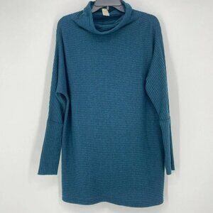 We The Free Sweater Women's XS Blue Green Knit Cowl Neck Stretch Pullover Tunic